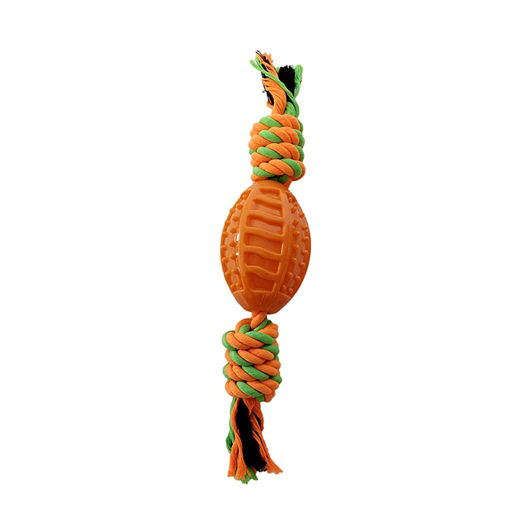 Orange Rugby Football Cotton Rope Toy