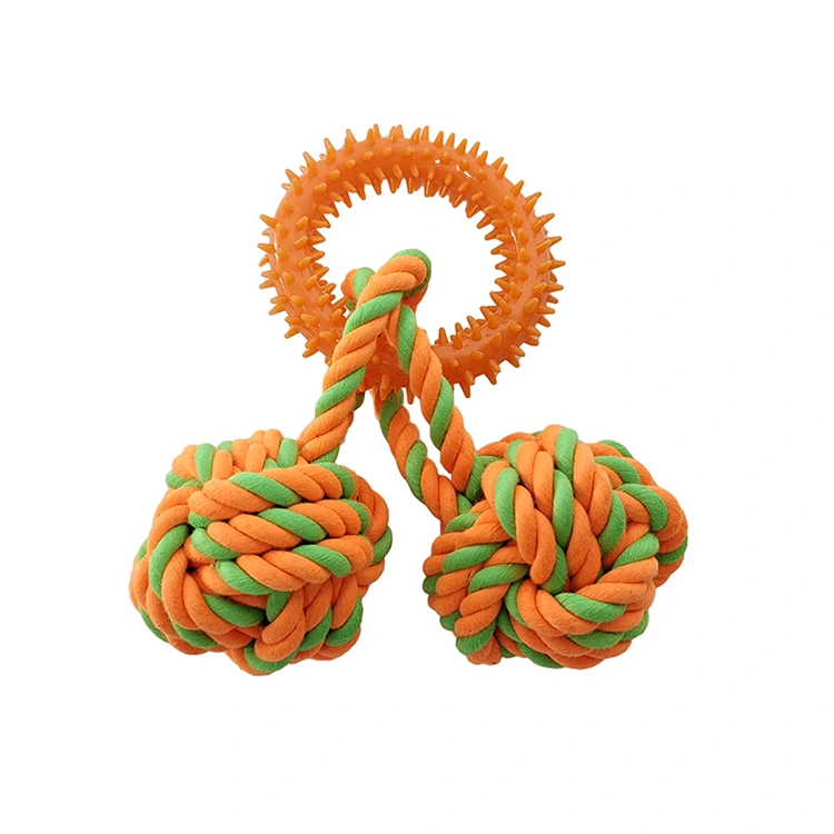 Spicky Ring Double Ball Rope Toys Safe for Puppies